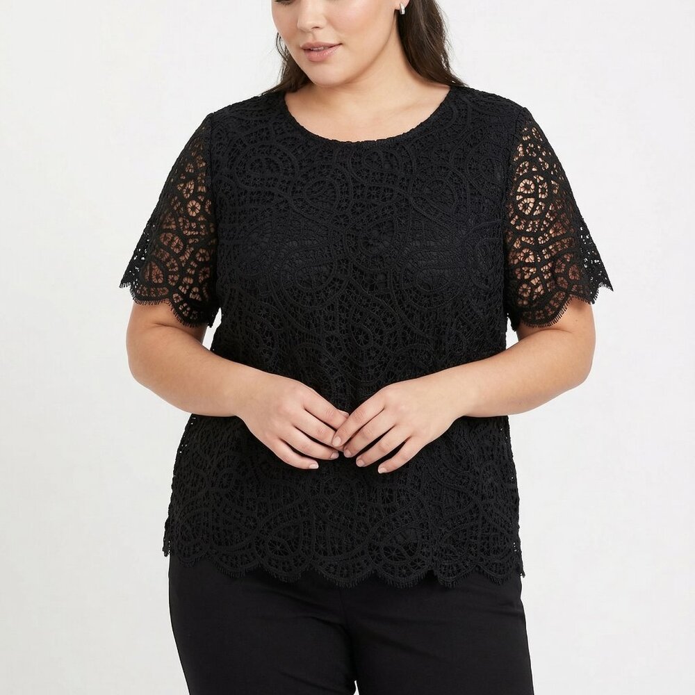 Philosophy Blouse Black Crochet Lace Goth Grunge Whimsigoth 2XL